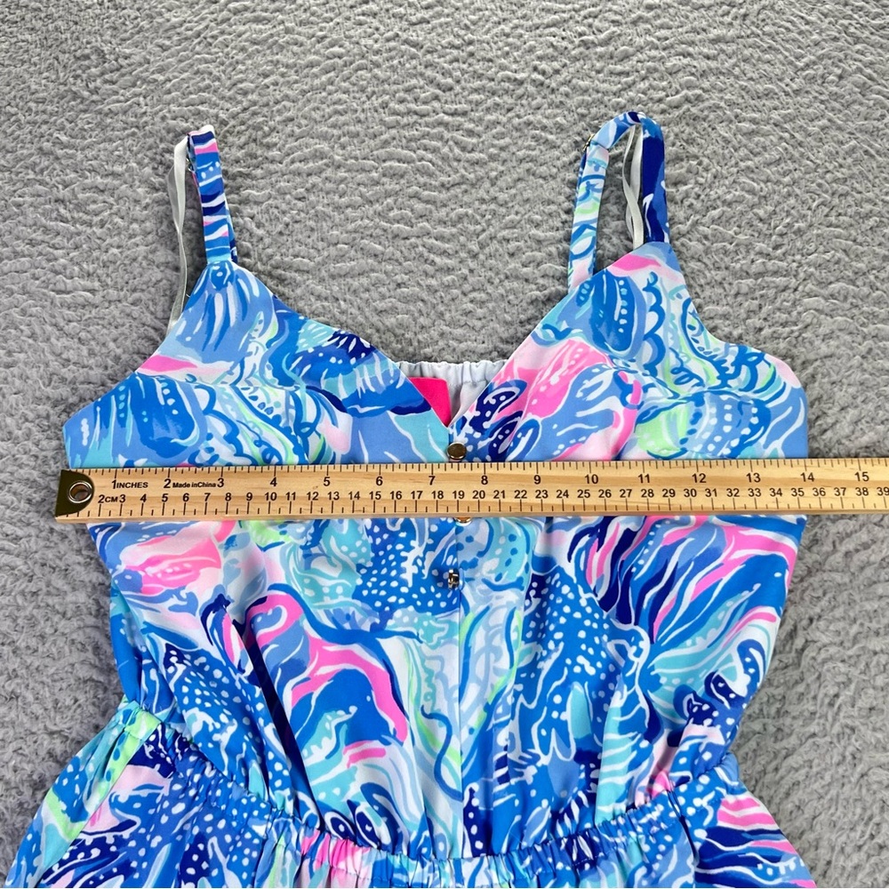 Lilly Pulitzer Dress Womens Small Blue Mareena Maxi Ruffle Blouson Ocean Party - Picture 10 of 12